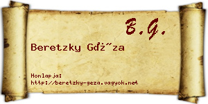 Beretzky Géza névjegykártya